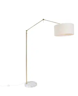 Stojace lampy Stojaca lampa zlatá so svetlosivým tienidlom 50 cm nastaviteľná - Editor