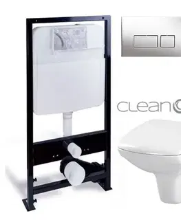 Záchody PRIM předstěnový instalační systém s chromovým tlačítkem 20/0041 + WC CERSANIT CLEANON CARINA + SEDADLO PRIM_20/0026 41 CA2