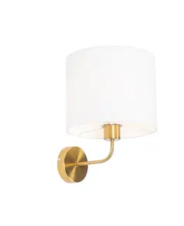 Nástenné osvetlenie Klasická nástenná lampa zlatá s látkovým tienidlom biela - Cas