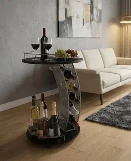 Servírovacie stolíky KONDELA Aladar New servírovací stolík na kolieskach čierna / strieborná