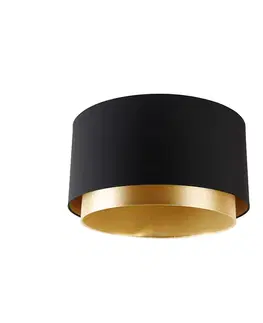 Tienidlo na lampu Tkaný tienidlo čierne 40/47/26 so zlatým vnútrom