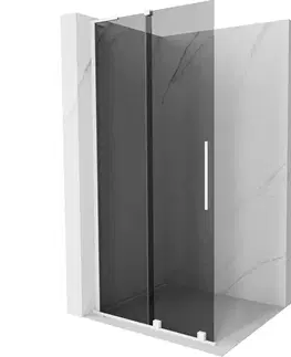 Sprchové dvere MEXEN/S - Velar L Sprchová zástena posuvná Walk-in 120 x 200, grafit 8 mm, biela 871-120-003-43-20