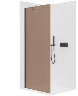 Sprchové dvere CERANO - Sprchová zástena Walk-in Onyx YL/P - 8 mm - čierna matná, bronzové sklo - 150x200 CER-686689