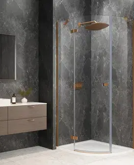 Sprchové dvere POLYSAN - GLOBE COPPER MATT štvrťkruhová sprchová zástena 900x800, číre sklo, ľavá GB2980LPG