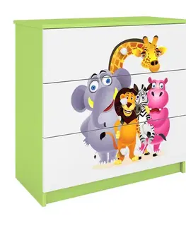 Komody so zásuvkami Detská komoda Babydreams zelená – Zoo