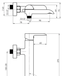 Kúpeľňové batérie Rubineta - Vaňová batéria ULTRA U-10/K NEW GOLD s príslušenstvom OLBAU1KPGD8