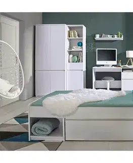 Šatníkové skrine KONDELA Artemia dvojdverová šatníková skriňa arktická biela