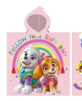 Osušky pre bábätká Detské pončo PAW PATROL ružový 55x110cm Faro Tiahome