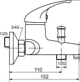 Kúpeľňové batérie NOVASERVIS - Vaňová batéria 150 mm Metalia 55 chróm 55020,0