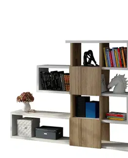 Knižnice Knižnica Karlin - White, Walnut