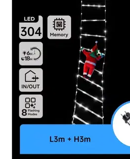Vianočné dekorácie  B.V.  - LED vonkajšia vianočná dekorácia 304xLED/3,6W/230V/8 funkcií 3m IP44 studená biela B10303Y26