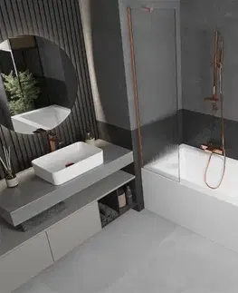 Sprchové dvere MEXEN/S - Next vaňová zástena FIX 50 x 150, prúžky, meď kartáčovaná 895-050-000-00-09-65