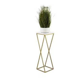 Stojany na kvetiny HowHomely Stojan na kvety LOFT 70x24 cm zlatá/biela 10-1631-70-GW-MDF