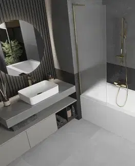 Sprchové dvere MEXEN/S - Next L vaňová zástena FIX 60 x 150, dekor, zlatá 895-060-000-03-30-50