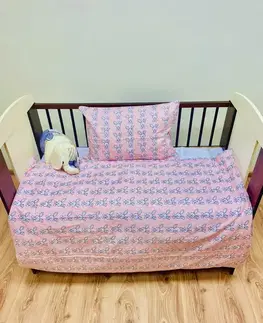 Detské obliečky Obliečky bavlnené detské Zajačik ružový TiaHome - Detský set 130x90cm + 65x45cm