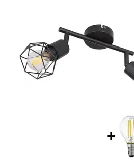 Svietidlá Globo - LED Bodové svietidlo XARA 2xE14/6W/230V čierna GL5501+2xVT1928