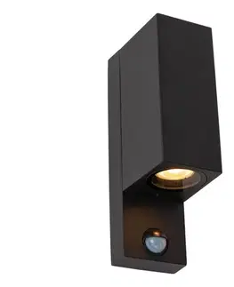 Svietidlá Lucide 69802/02/30 -Vonkajšie svietidlo so senzorom ZARO 2xGU10/7W/230V IP65 čierna 69802/02/30
