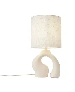 Stolné lampy Japandi stolná lampa béžová s ľanovým tienidlom - Dahlia