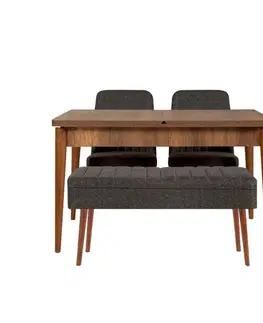 Jedálenské sety Jedálenský set s rozkladacím stolom a stoličkami (4 kusy) Vina 1053 - 3 - Anthracite, Walnut