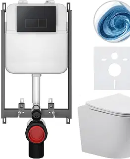 Záchody CERANO - Kompletný WC set Basic/Cesso - biela matná - WC tlačidlo Modulo/Čierna - na zamurovanie - 49x36 CER-8050BD86186
