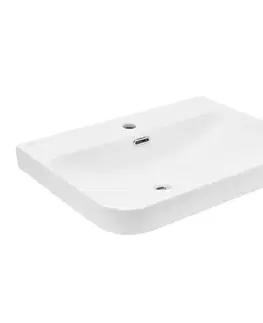 Umývadlá Nábytkové umývadlo SAT Fusion 60,5x46 cm biela matná, otvor pre batériu uprostred SATFUS6046MW SATFUS6046MW