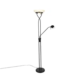Stojace lampy Stojacia lampa čierna vrátane LED a stmievača s lampou na čítanie Dim to Warm - Empoli