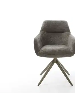 Jedálenské stoličky DELIFE Jedálenská stolička Pejo-Flex bouclé mäkký tmavobéžová krížová podstava široká titánová farba 360° otočný hojdacia funkcia vrecková pružina