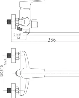 Kúpeľňové batérie NOVASERVIS - Paneláková batéria bez sprchy 150 mm Titania Nice chróm 97071/1,0