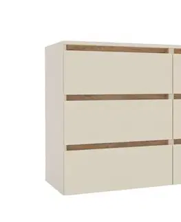 Komody a skrinky LIFE šuplíková komoda 1200, Satin / Gold Kraft oak