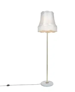 Stojace lampy Retro stojaca lampa mosadz s tienidlom Granny krémová 45 cm - Kaso