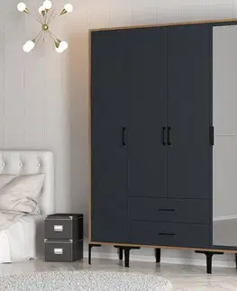 Šatňové skrine Šatníková skriňa Kumsal STR - Walnut, Anthracite