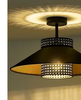 Svietidlá  - Prisadený luster RIO RATTAN 1xE27/15W/230V pr. 45 cm čierna/zlatá 604215