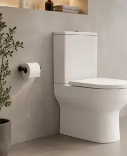 Záchody CERANO - WC kombi Vereto, Rimless + PP sedátko - biela lesklá - 81x36 CER-667757