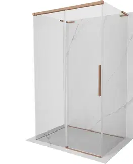 Sprchovacie kúty MEXEN/S - Rox-3S L sprchový kút 3 stenný, posuvný 140 x 75, transparent, meď kartáčovaná 8C2L-140-075-65-00-3S