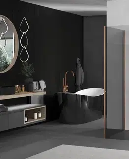 Sprchové dvere MEXEN/S - Kioto Sprchová zástena WALK-IN 125 x 120, transparent, meď kartáčovaná 800-125-212-65-00-120