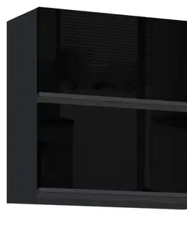 Kuchynské skrinky visiace Kuchynská skrinka Brick G60U čierna/čierna lesk HG