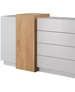 Komody do spálne Komoda 3d F Biely/Dub zlatý craft