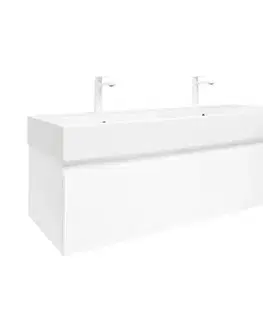 Kúpeľňový nábytok Kúpeľňová skrinka s umývadlom SAT B-WAY 119x30x45 cm biela lesk BWAY120WU2BB BWAY120WU2BB