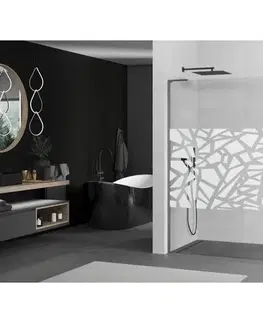 Sprchové dvere MEXEN/S - Kioto L Sprchová zástena WALK-IN 80 x 200, biely vzor, grafit kartáčovaná 800-080-103-66-85