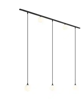 Koľajnicové svetelné systémy Moderný koľajnicový systém čierny s 2 reflektormi a 3 závesnými svietidlami 1-fázový - Slimline Eira
