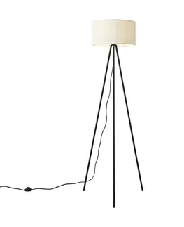 Stojace lampy Moderná stojacia lampa s trojnožkou biela so zamatovým tienidlom - Luz