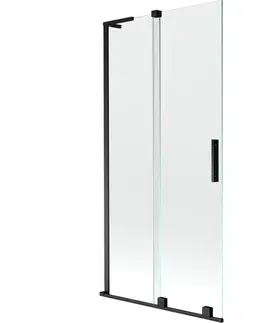 Sprchové dvere MEXEN/S - Velar L dvojkrídlová posuvná vaňová zástena 90 x 150, transparent, čierna 896-090-003-01-70