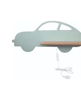 Svietidlá  LED Detské nástenné svietidlo s poličkou CAR LED/5W/230V zelená/drevo 21-85092