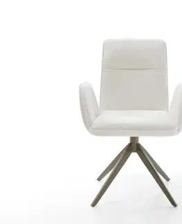 Jedálenské stoličky DELIFE Jedálenská stolička Vinja-Flex bouclé mäkký béžová krížová podstava široká titánová farba 360° otočný kolískacia funkcia