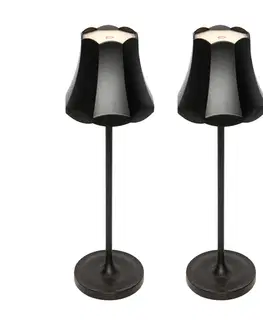 Lampy Sada 2 retro stolných lámp čiernych nabíjateľných IP44 - Granny