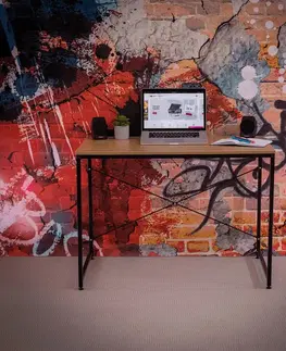 Písacie a pracovné stoly KONDELA Mellora 90 písací stôl dub / čierna