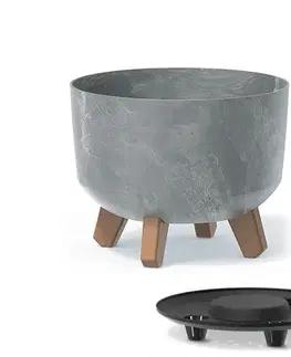 Kvetináče a truhlíky NABBI DGRL240E plastový kvetináč na nožičkách 23,8 cm sivý betón