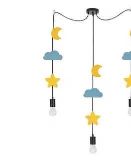 Svietidlá  Detský luster TRIO so závesným lankom 3xE27/20W/230V žltá/modrá 33-28471