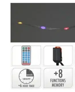 Záhradné lampy Kinekus Svetlo 480 LED, 24m, reťaz, farebné, solárne s časovačom, s funkciami
