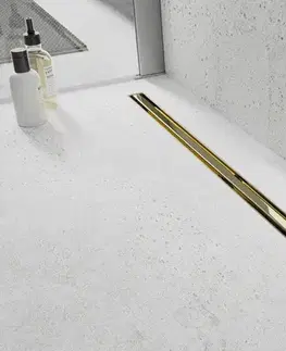 Sprchovacie kúty MEXEN - Flat 360 Slim podlahový žľab 90 cm otočný zlato 1541090